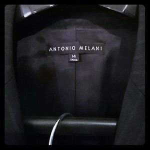 Antonio Melani black/pin stripe pant suit.